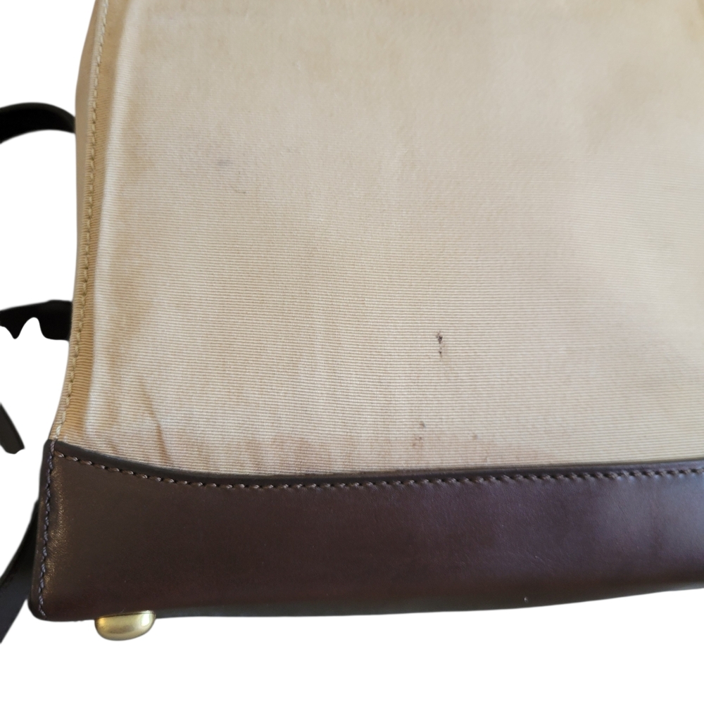 Celine Canvaa Leather Brown Cream Crossbody Bag - Picture 5 of 16